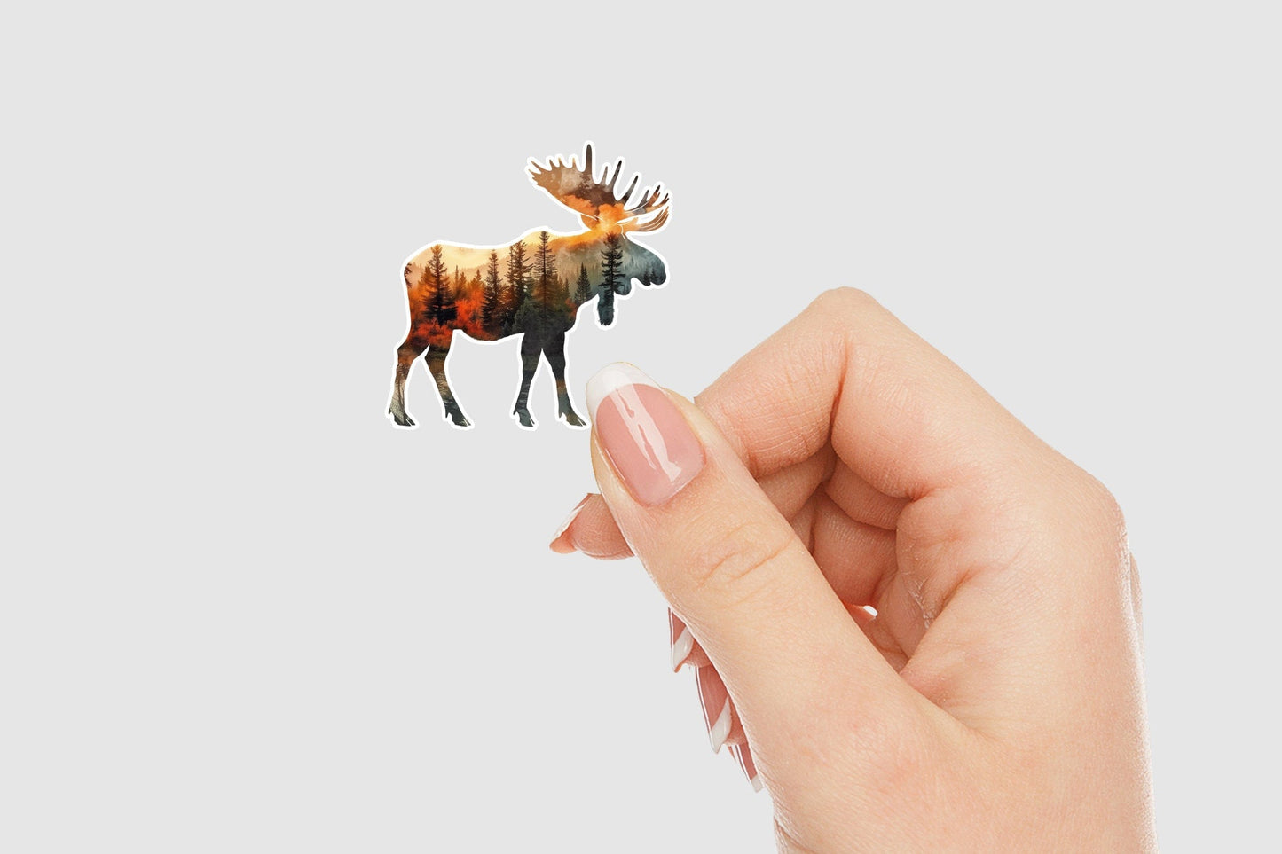 Moose and Forest Nature Double Exposure Vinyl Sticker