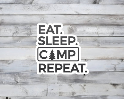 Eat Sleep Camp Repeat Vinyl Sticker