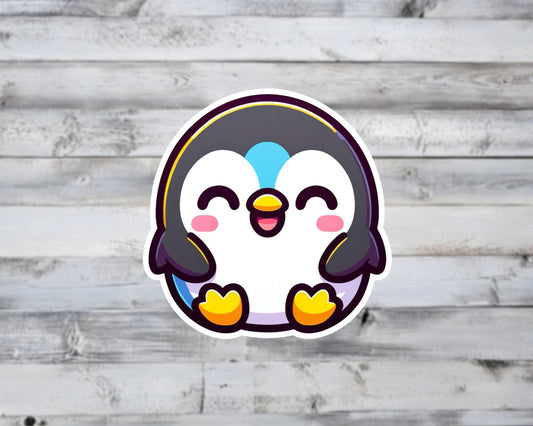 Cheerful Kawaii Penguin Vinyl Sticker