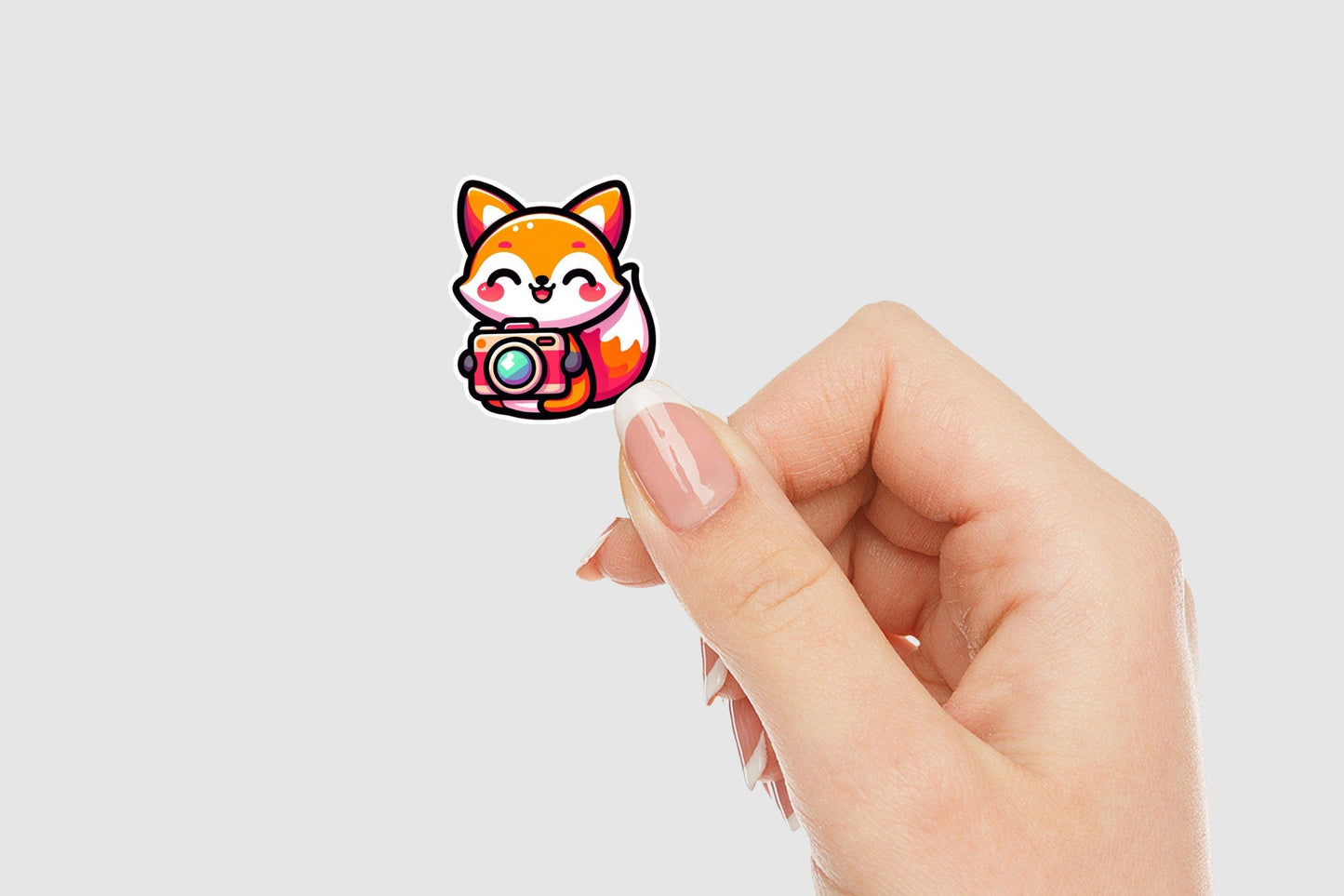 Fox Photographer Kawaii Vinyl Sticker