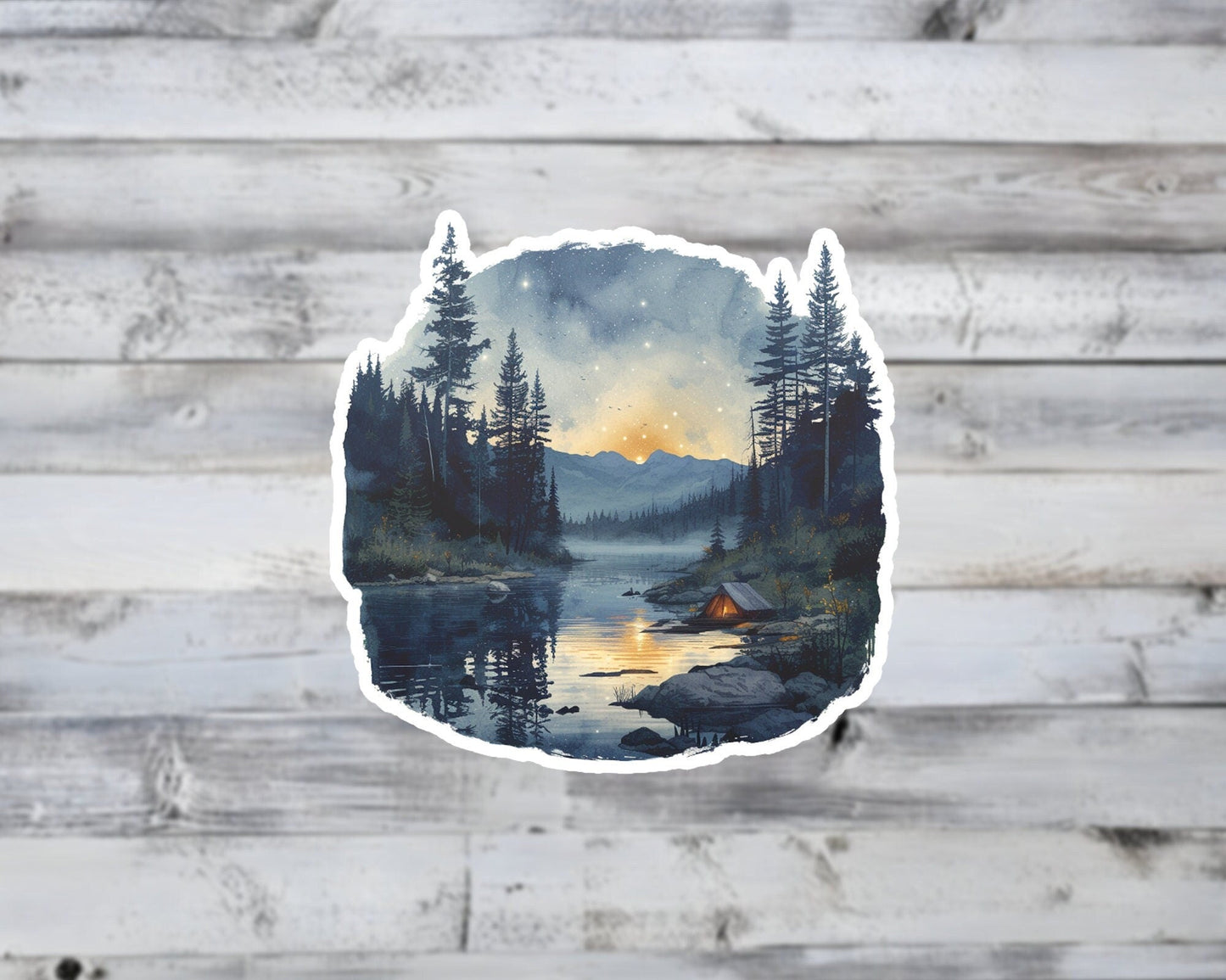 Watercolor Wilderness Camping Vinyl Sticker