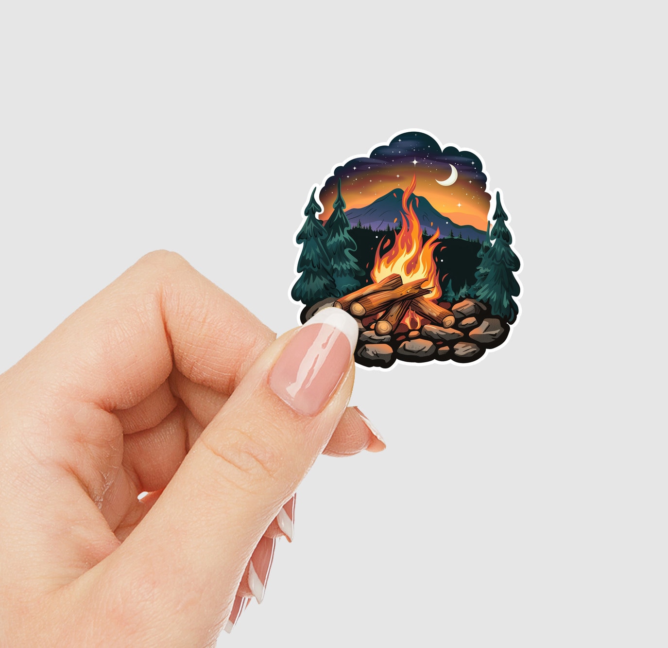 Night Campfire Vinyl Sticker