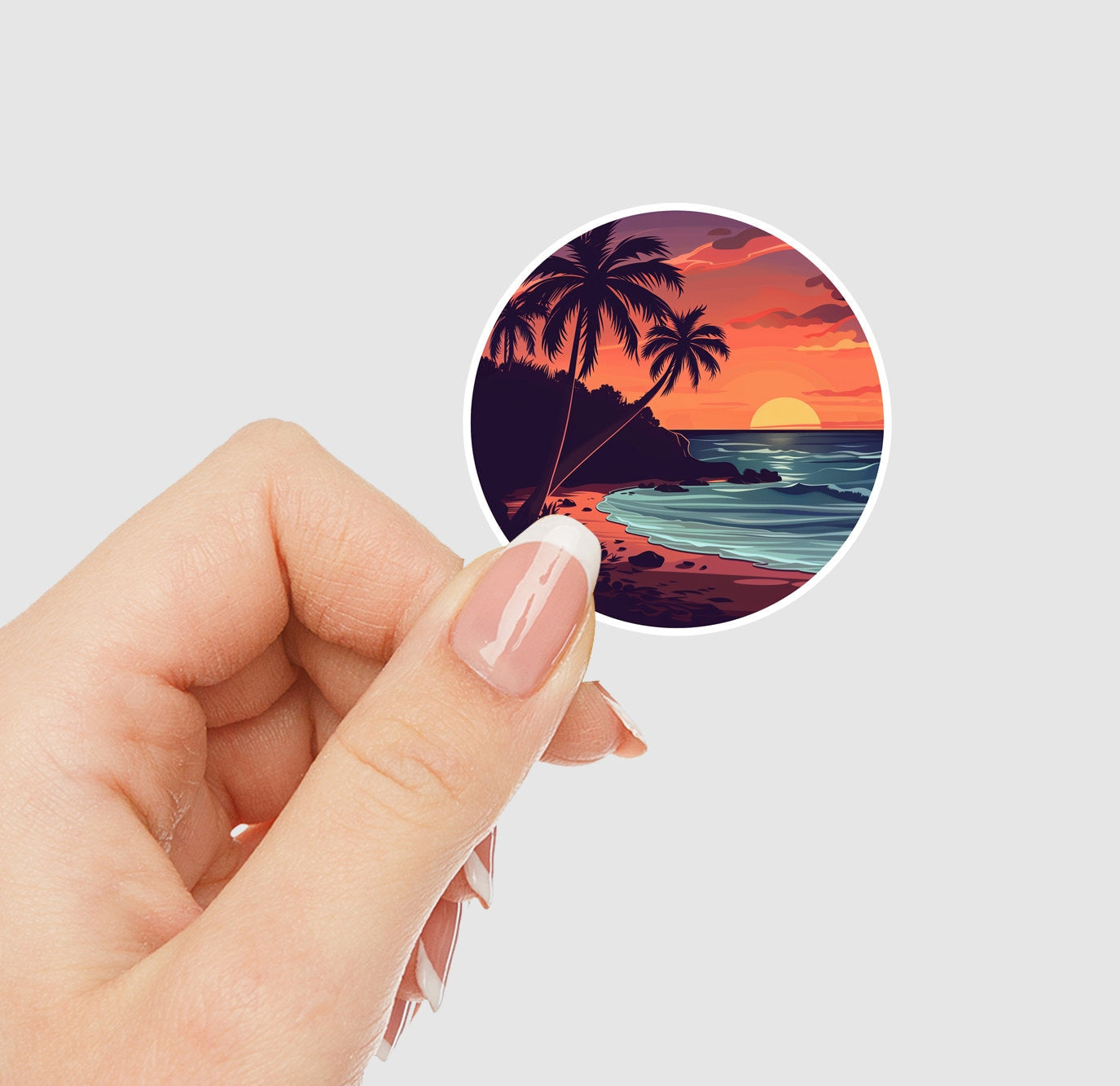 Tropical Beach Sunset Vinyl Sticker