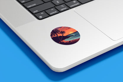 Tropical Beach Sunset Vinyl Sticker
