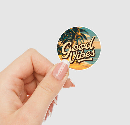 Good Vibes Tropical Beach Vinyl Sticker