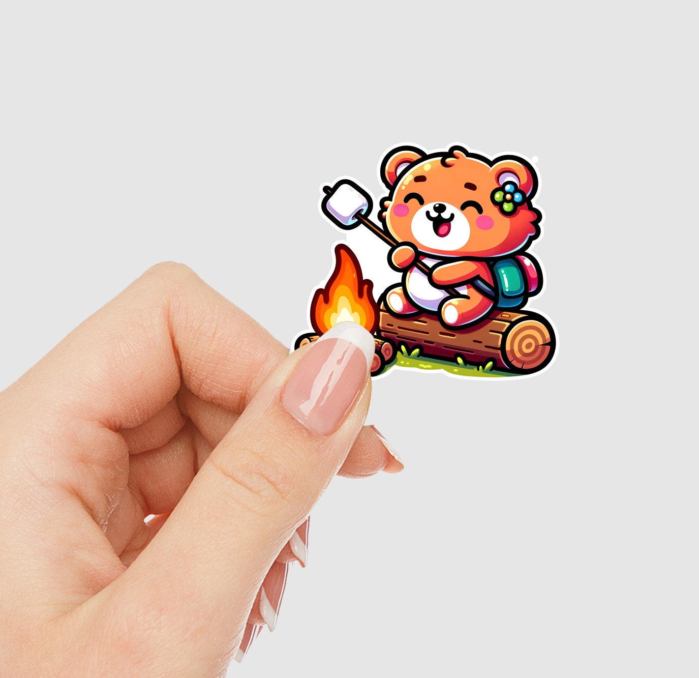 Happy Camper Bear Vinyl Sticker