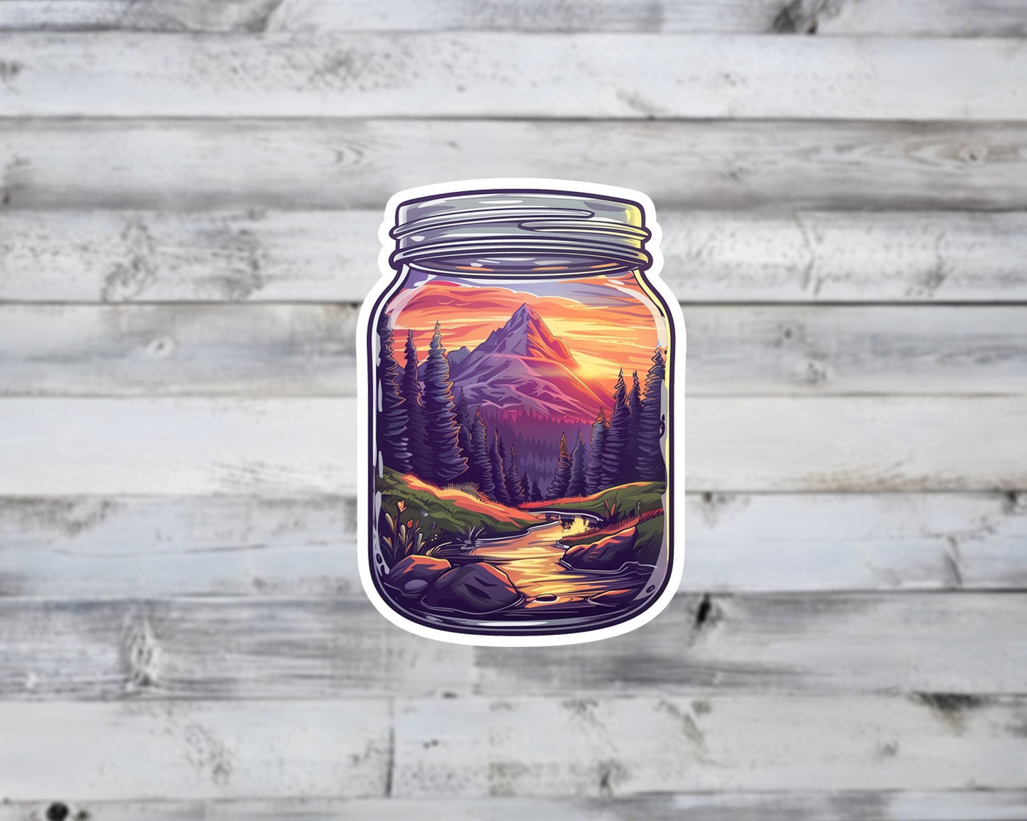 Sunset Mountain Escape Vinyl Sticker