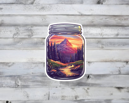 Sunset Mountain Escape Vinyl Sticker
