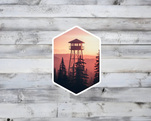 Firewatch Tower Sunset Vinyl Sticker