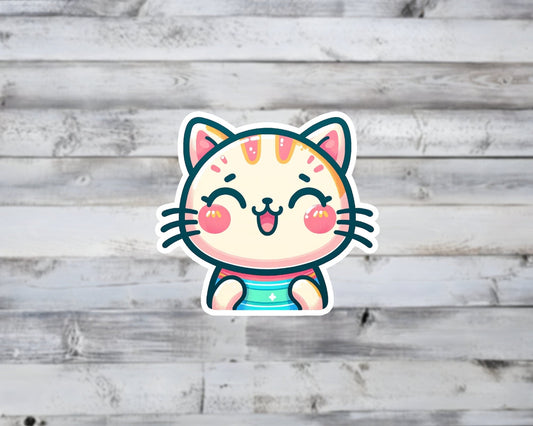 Happy Cat Kawaii Vinyl Sticker