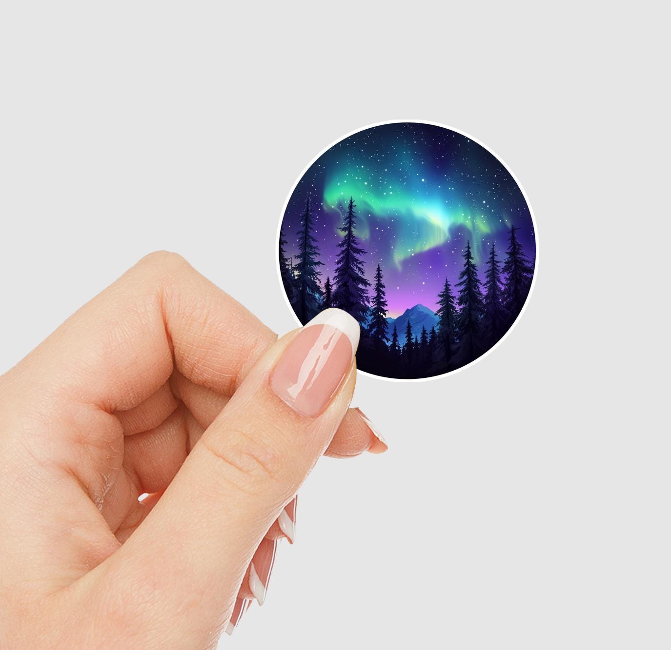 Northern Lights Forest Vinyl Sticker