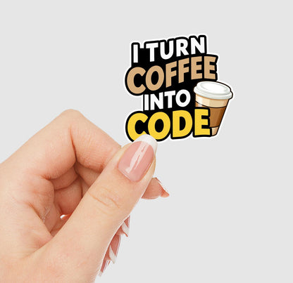 I Turn Coffee Into Code Vinyl Sticker