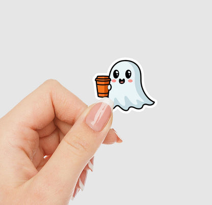 Ghost Pumpkin Spice Latte Coffee Vinyl Sticker