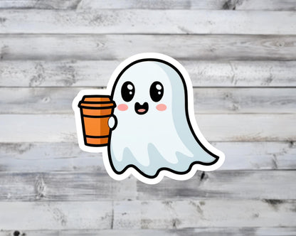 Ghost Pumpkin Spice Latte Coffee Vinyl Sticker