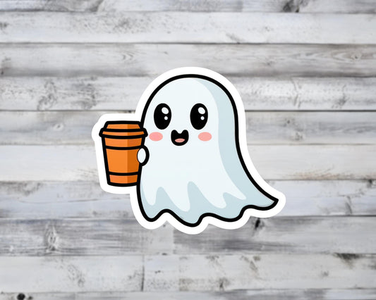 Ghost Pumpkin Spice Latte Coffee Vinyl Sticker