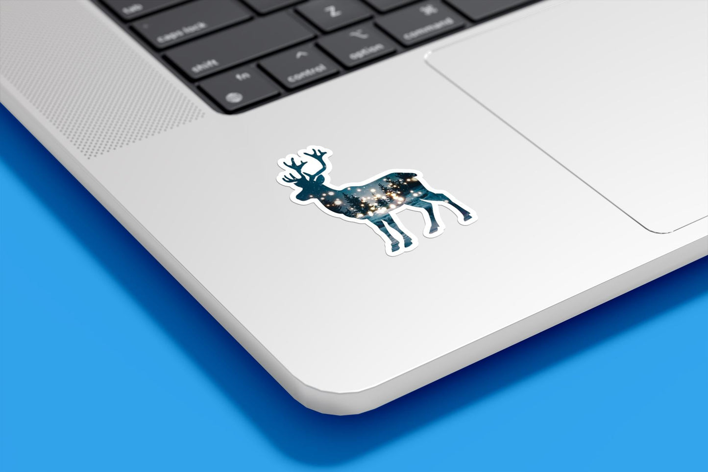 Reindeer and Winter Forest Double Exposure Vinyl Sticker