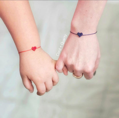 Macrame mini heart bracelets. Adjustable for kids and adults.