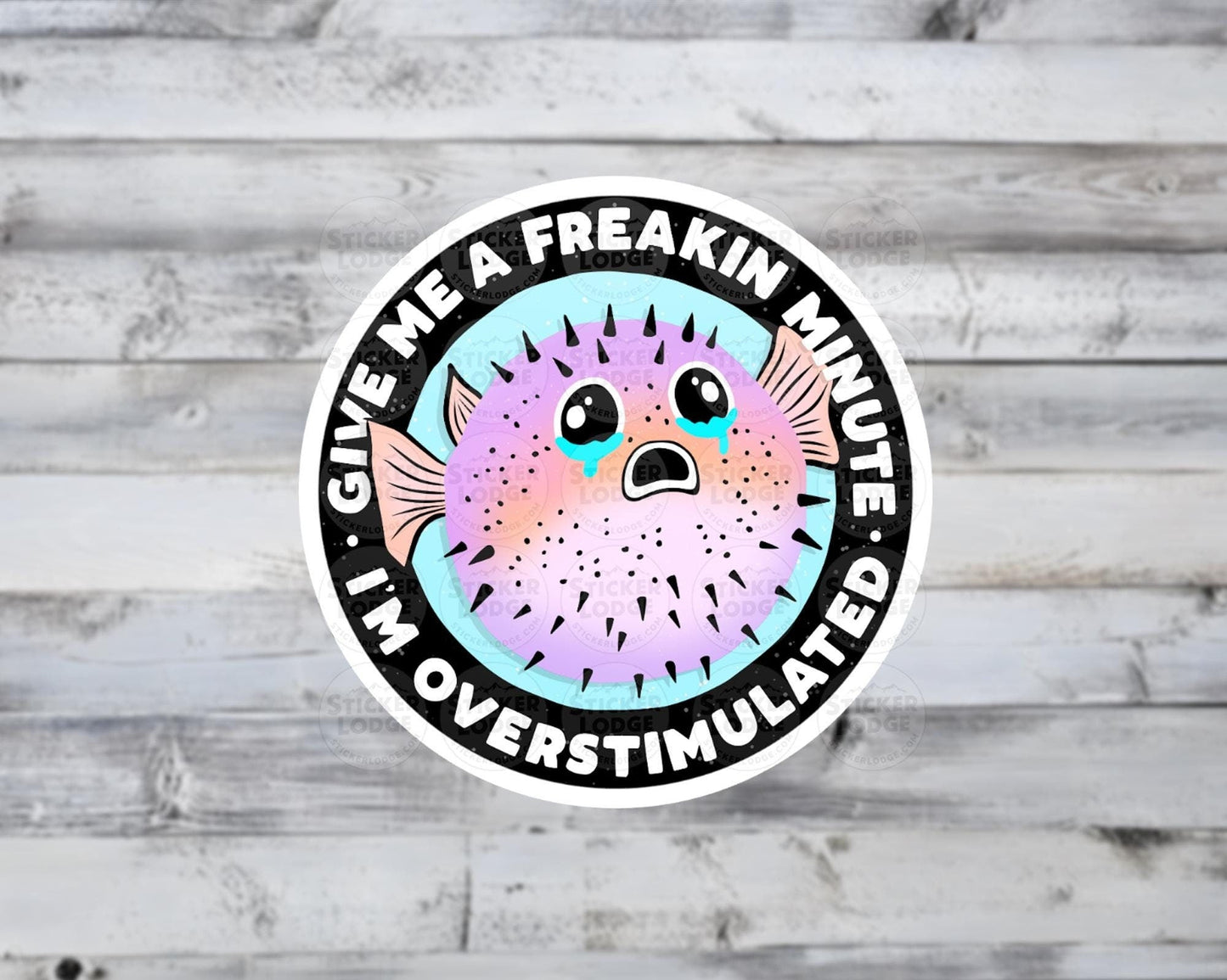 Overstimulated Pufferfish Vinyl Sticker