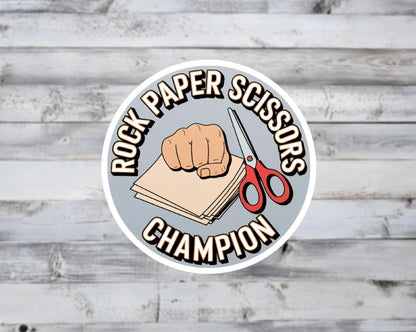 Rock Paper Scissors Champion Vinyl Sticker