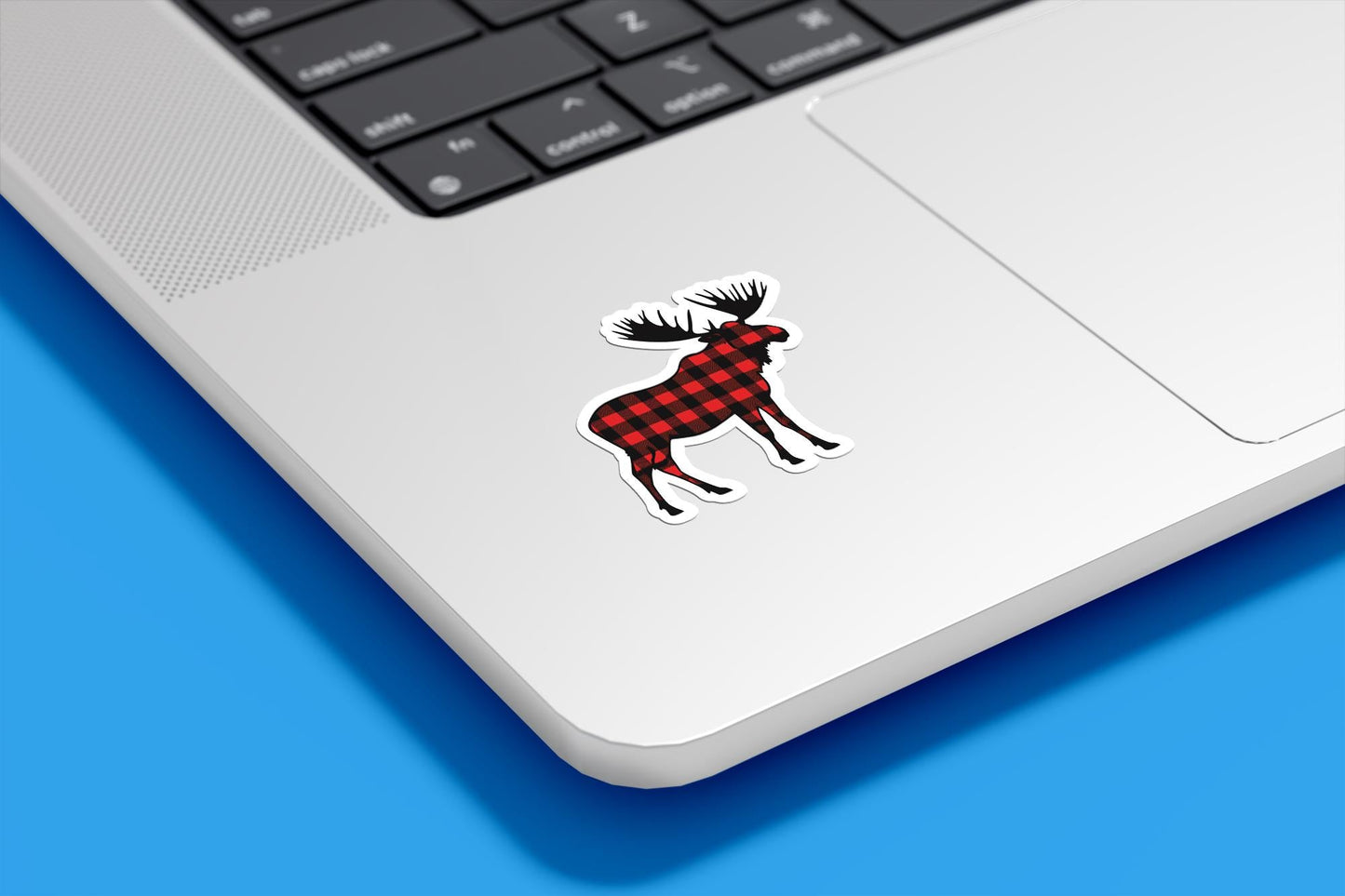 Moose with Red Buffalo Plaid Vinyl Sticker