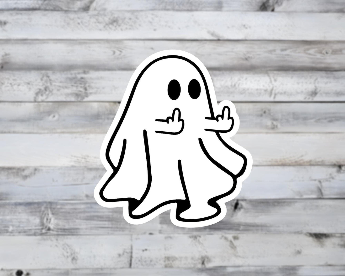 Middle Finger Flip Off Ghost Vinyl Sticker