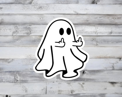 Middle Finger Flip Off Ghost Vinyl Sticker
