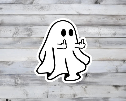 Middle Finger Flip Off Ghost Vinyl Sticker