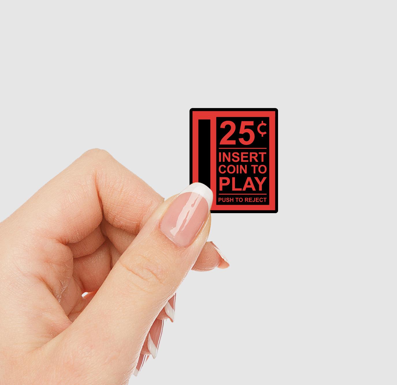 Retro Arcade 25 Cents Insert Coin Vinyl Sticker