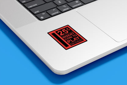 Retro Arcade 25 Cents Insert Coin Vinyl Sticker