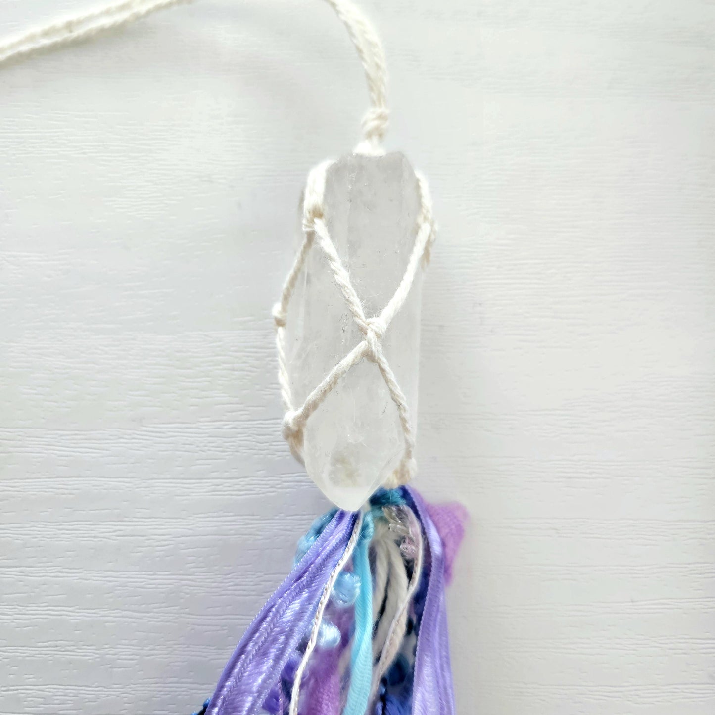 Macrame wrapped crystal charms. Ready to ship