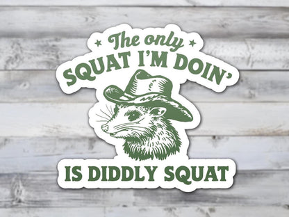 The Only Squat I'm Doing Is Diddly Squat Vinyl Sticker