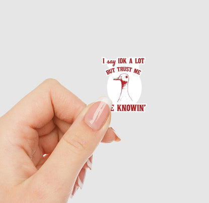 I Say IDK A Lot But Trust Me I Be Knowing Vinyl Sticker