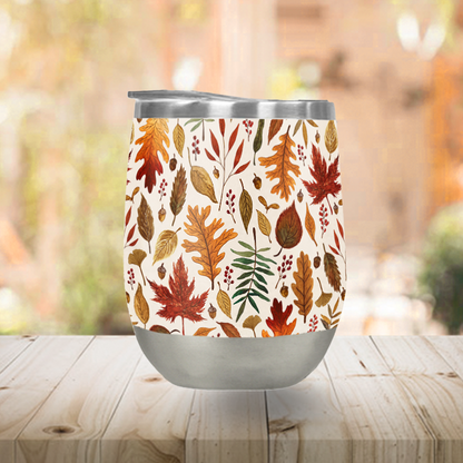 Watercolor Fall Leaves Stemless Wine Tumbler