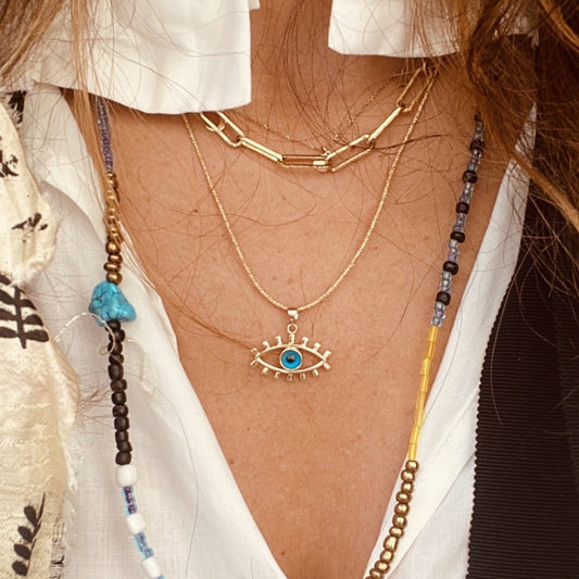 Evil Eye Solid Gold Necklace