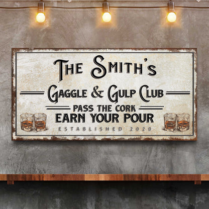 Gaggle & Gulp Club Sign