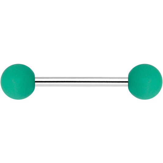 Green Silicone Coated Acrylic Ball End Barbell Tongue Ring
