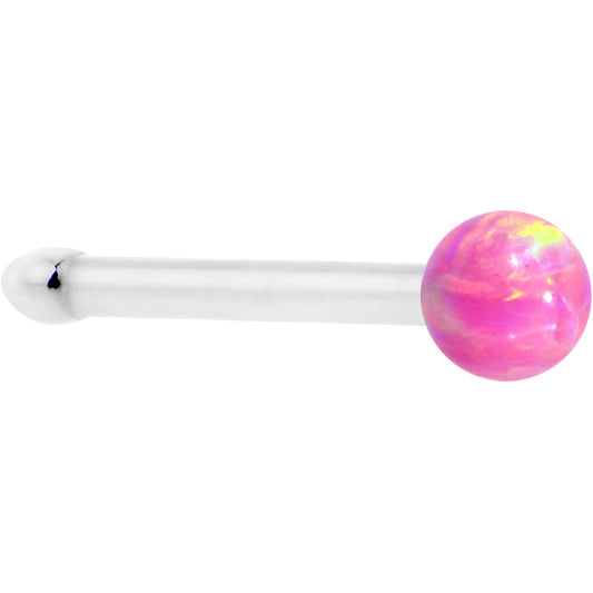 20G Pink Synthetic Opal Stud Stainless Steel Nose Bone