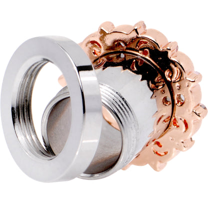 0G Clear Gem Flowering Frame Screw Fit Tunnel Plug Set