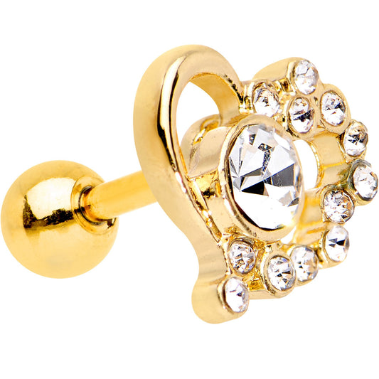 1/4 Clear Gem Gold PVD Heart Cluster Cartilage Tragus Earring