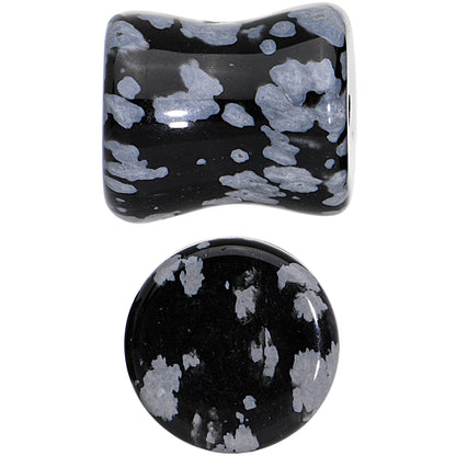 00G Obsidian Snowflake Natural Stone Saddle Plug Set