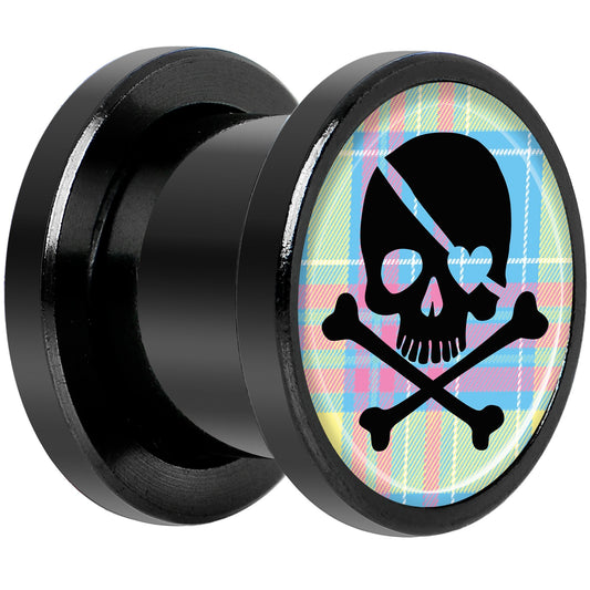 Pink Green Plaid Heart Skull Black Screw Fit Plug Set 00G