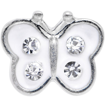 14G 1/4 Clear White Cutiepie Butterfly Tragus Cartilage Earring