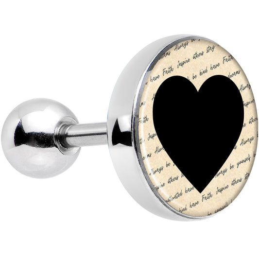 Love Letter Black Heart Tragus Cartilage Earring