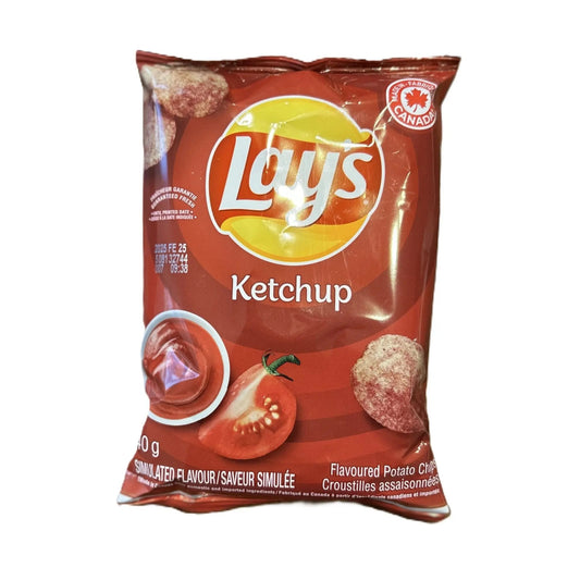 Lay’s Ketchup Flavor – Classic Canadian Ketchup Potato Chips 60g Bag (Canada)