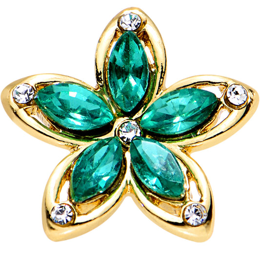 Green Gem Gold PVD Holiday Hibiscus Flower Tragus Cartilage Earring