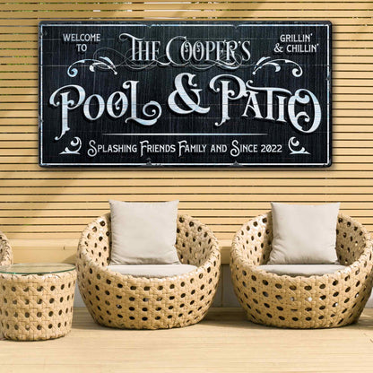 Personalized Pool Sign Black and White