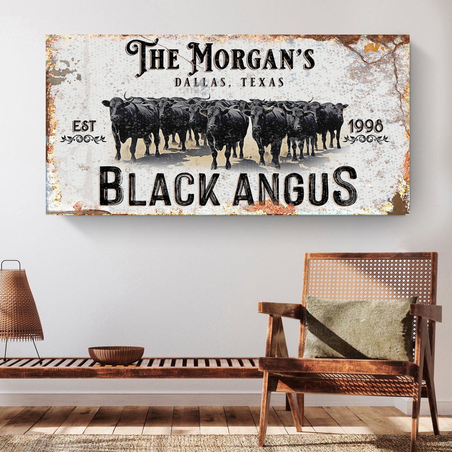 Personalized Black Angus Cattle Sign II