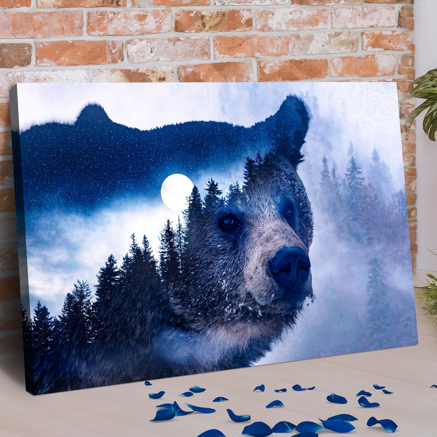 Animals Forest Bear Illustration Canvas Wall Art II