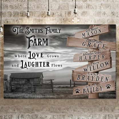 Where Love Grows And Laughter Flows Family Farm Names Sign