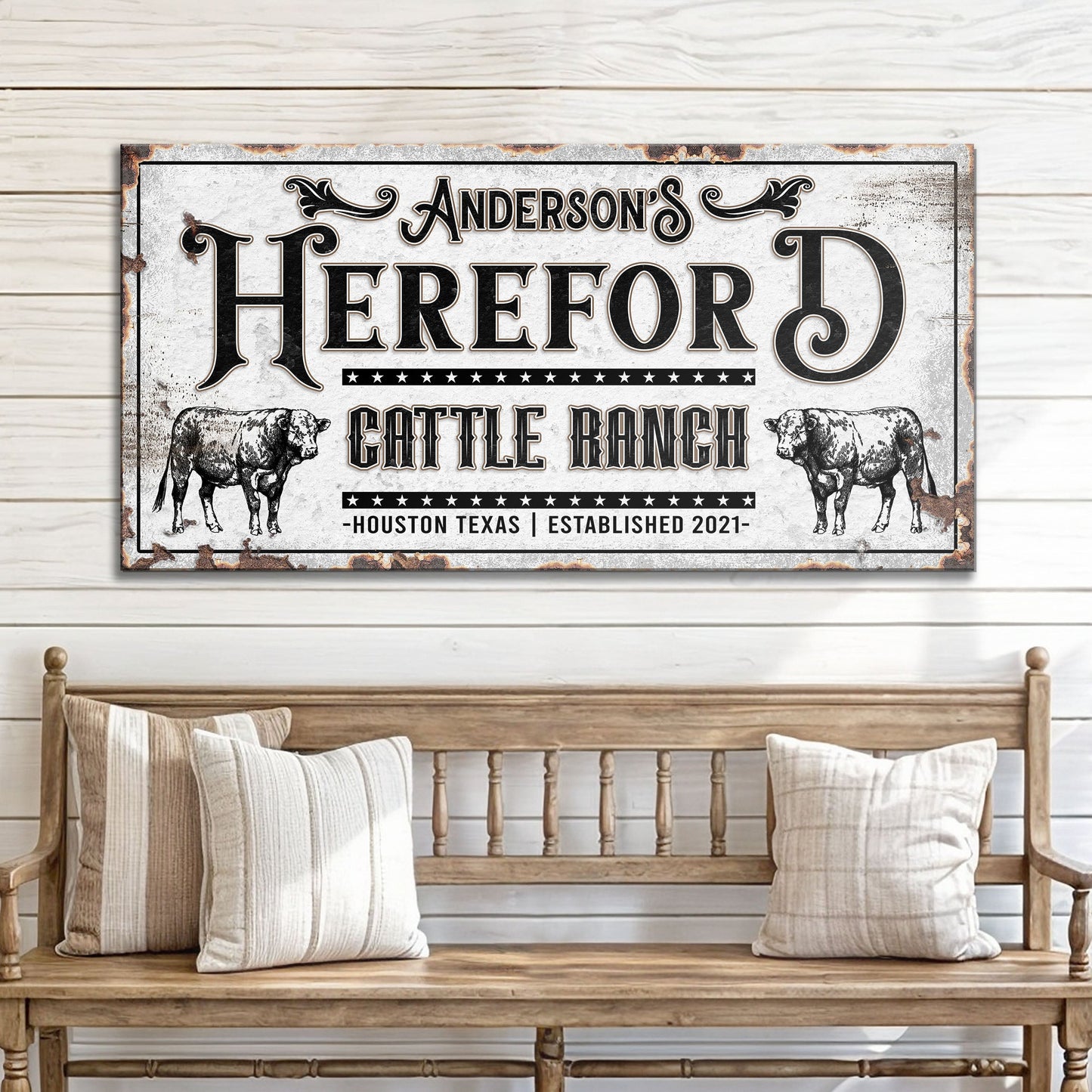 Personalized Hereford Cattle Sign